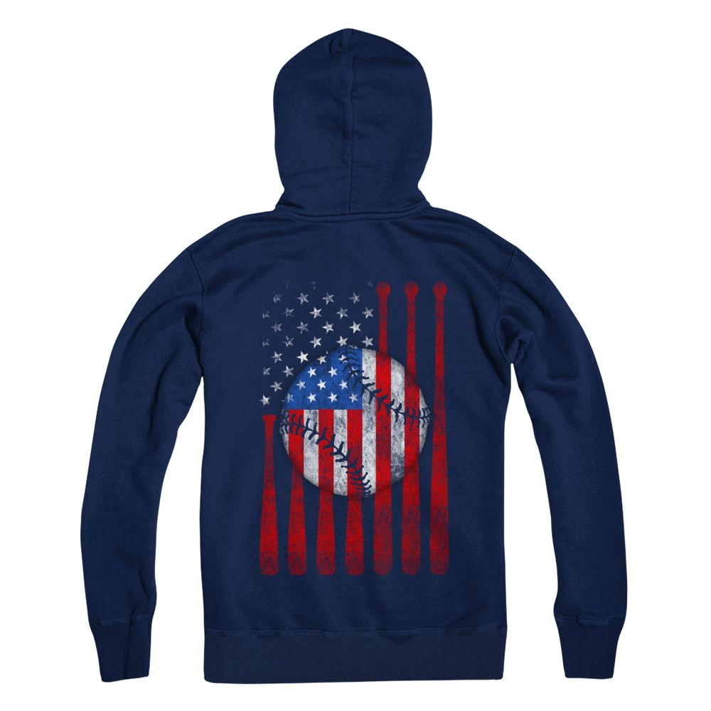 American Flag Vintage Baseball-T-Shirt & Hoodie-Hanes - Heavyweight Pullover Hoodie-Navy