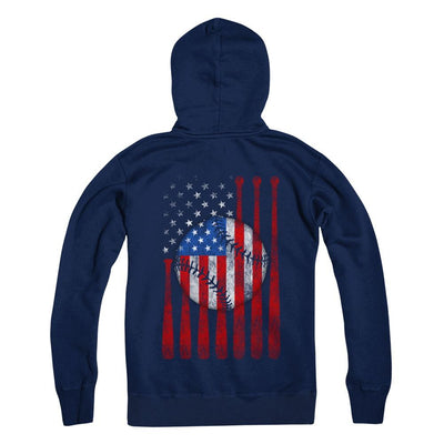 American Flag Vintage Baseball-T-Shirt & Hoodie-Hanes - Heavyweight Pullover Hoodie-Navy