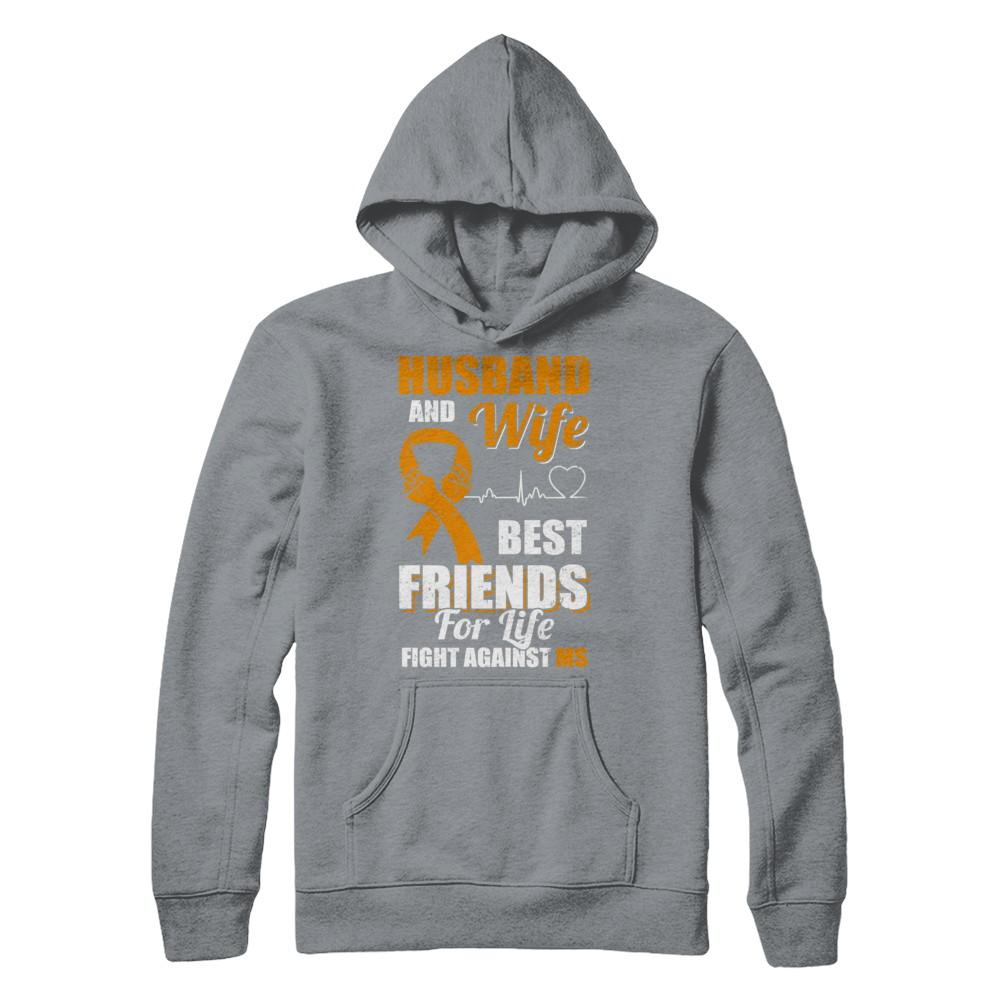 Husband & Wife Best Friends For Life Fight Against Ms-T-Shirt & Hoodie-Pullover Hoodie-Light Steel