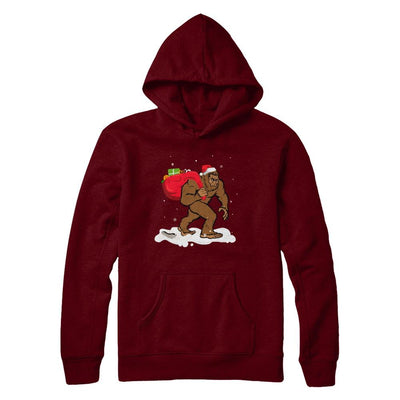 Bigfoot Santa Christmas Boys Men Sasquatch Xmas Gift-T-Shirt & Sweatshirt-Pullover Hoodie-Maroon