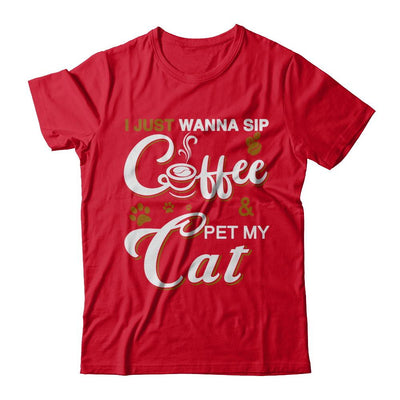 I Just Wanna Sip Coffee And Pet My Cat-T-Shirt & Hoodie-Premium T-Shirt-Red