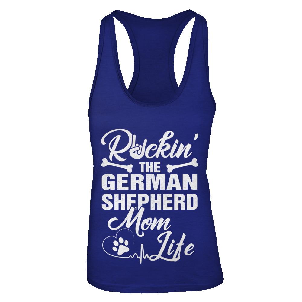 Rockin The German Shepherd Mom Life-T-Shirt & Tank Top-Women's Ideal Racerback Tank-Royal