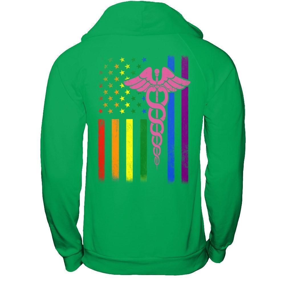Nurse Rainbow Lgbt Flag Pride Lesbian Gay Super Stronger-T-Shirt & Hoodie-Pullover Hoodie-Irish Green
