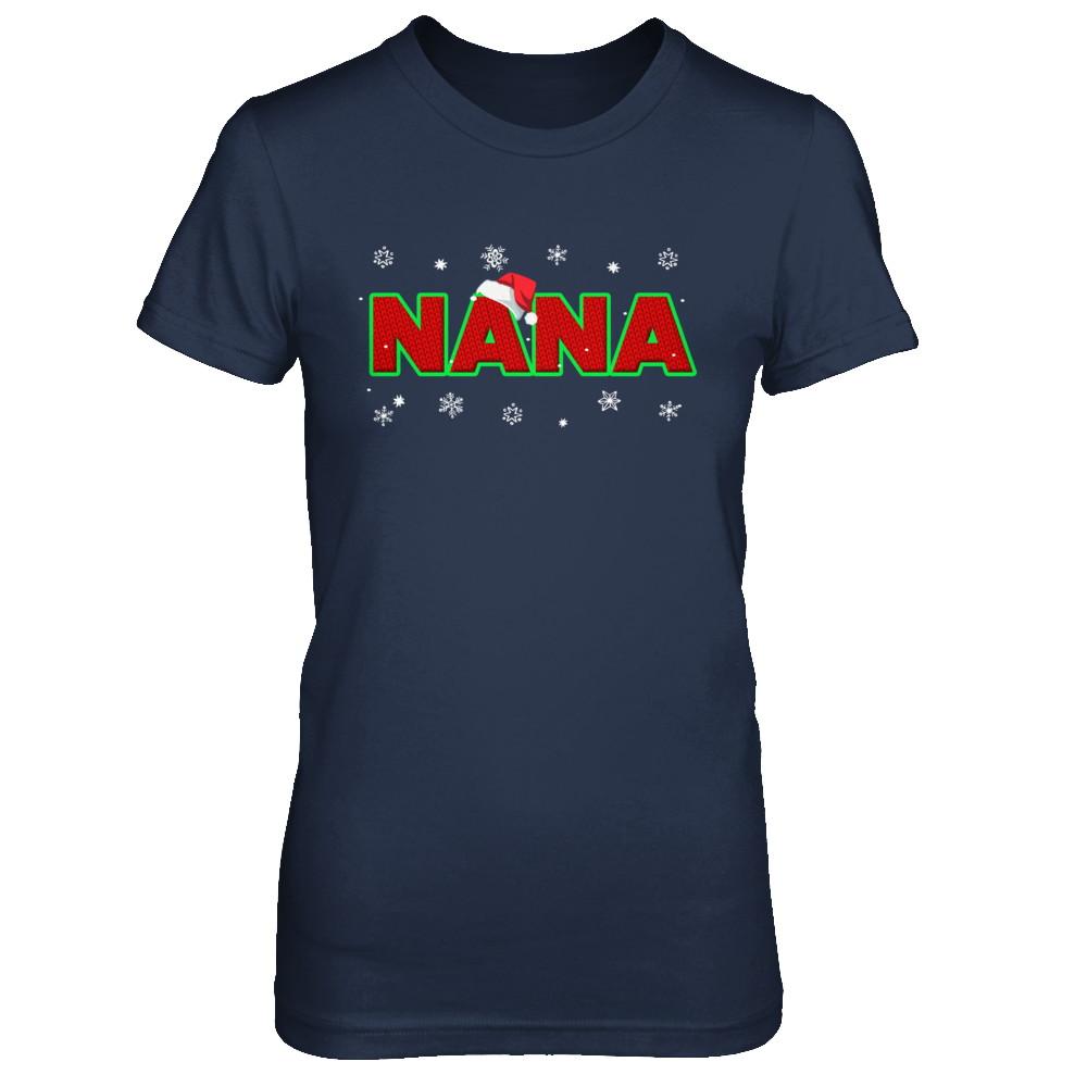 Nana Christmas Santa Ugly Sweater Gift-T-Shirt & Sweatshirt-Women's T-Shirt-Navy