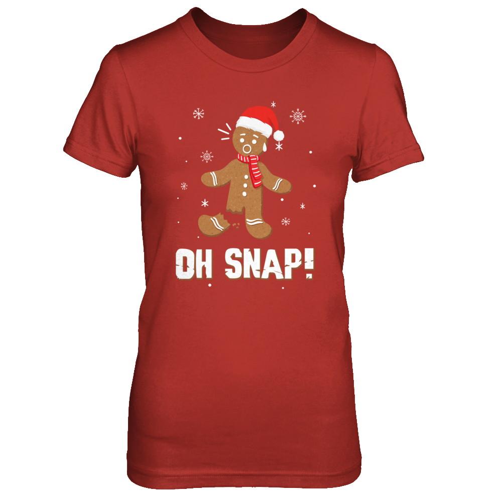 Oh Snap Funny Gingerbread Man Cute Christmas-T-Shirt & Sweatshirt-Women's T-Shirt-Red
