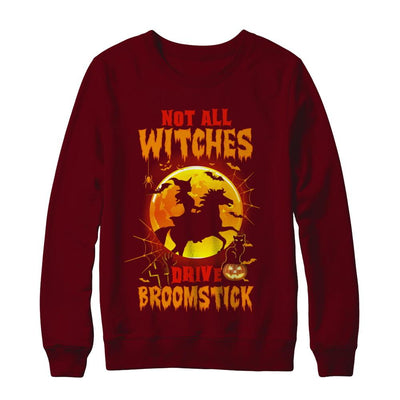 Not All Witches Drive Broom Funny Halloween Horse-T-Shirt & Sweatshirt-Crewneck Sweatshirt-Maroon