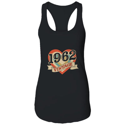 59th Birthday Gifts Classic Retro Heart Vintage 1962-T-Shirt & Tank Top-Women's Ideal Racerback Tank-Black
