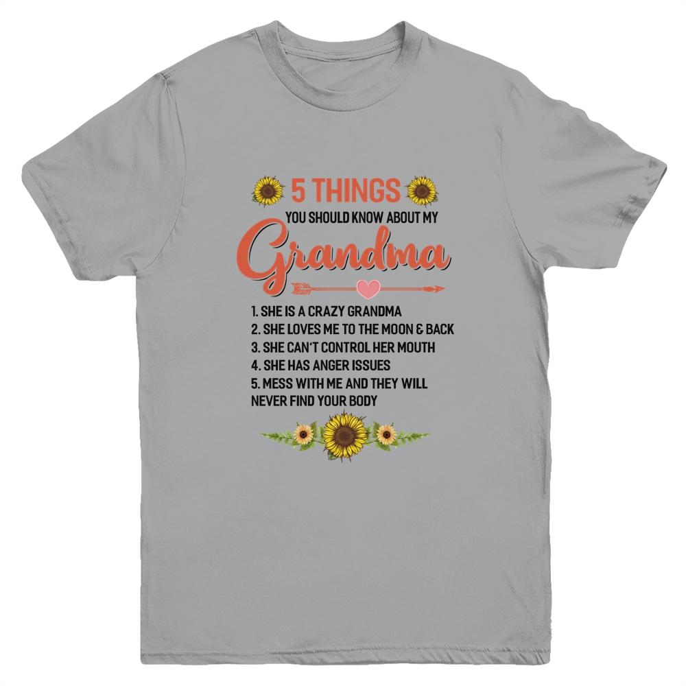 5 Things You Should Know About My Grandma Youth-Youth Shirt-Youth T-Shirt-Sport Grey
