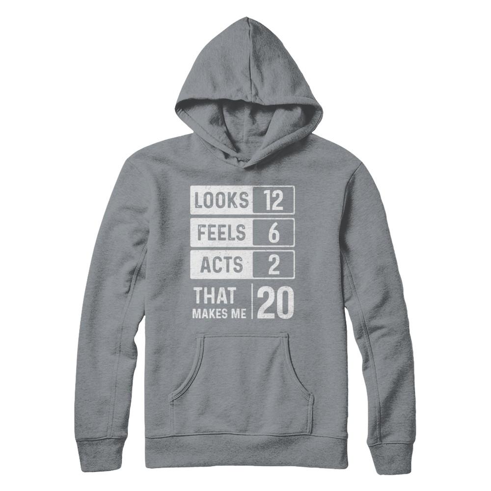 2001 20th Years Old Birthday Looks Feels Acts Make Me 20th-T-Shirt & Hoodie-Pullover Hoodie-Light Steel