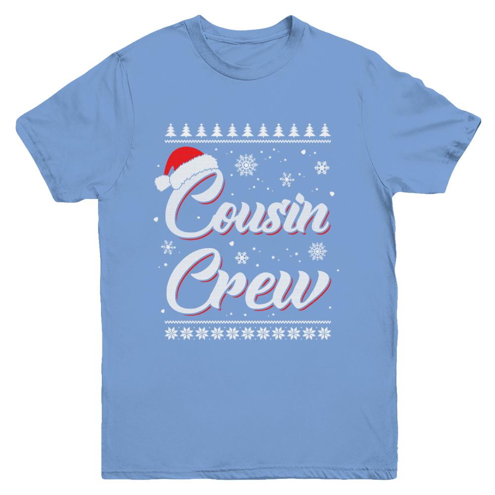 Matching Family Christmas Cousin Crew Ugly Sweater Youth-Youth Shirt-Youth T-Shirt-Carolina Blue