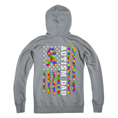 Proud Autism Dad Us Flag Autistic Daddy Fathers Day-T-Shirt & Hoodie-Hanes - Heavyweight Pullover Hoodie-Light Steel