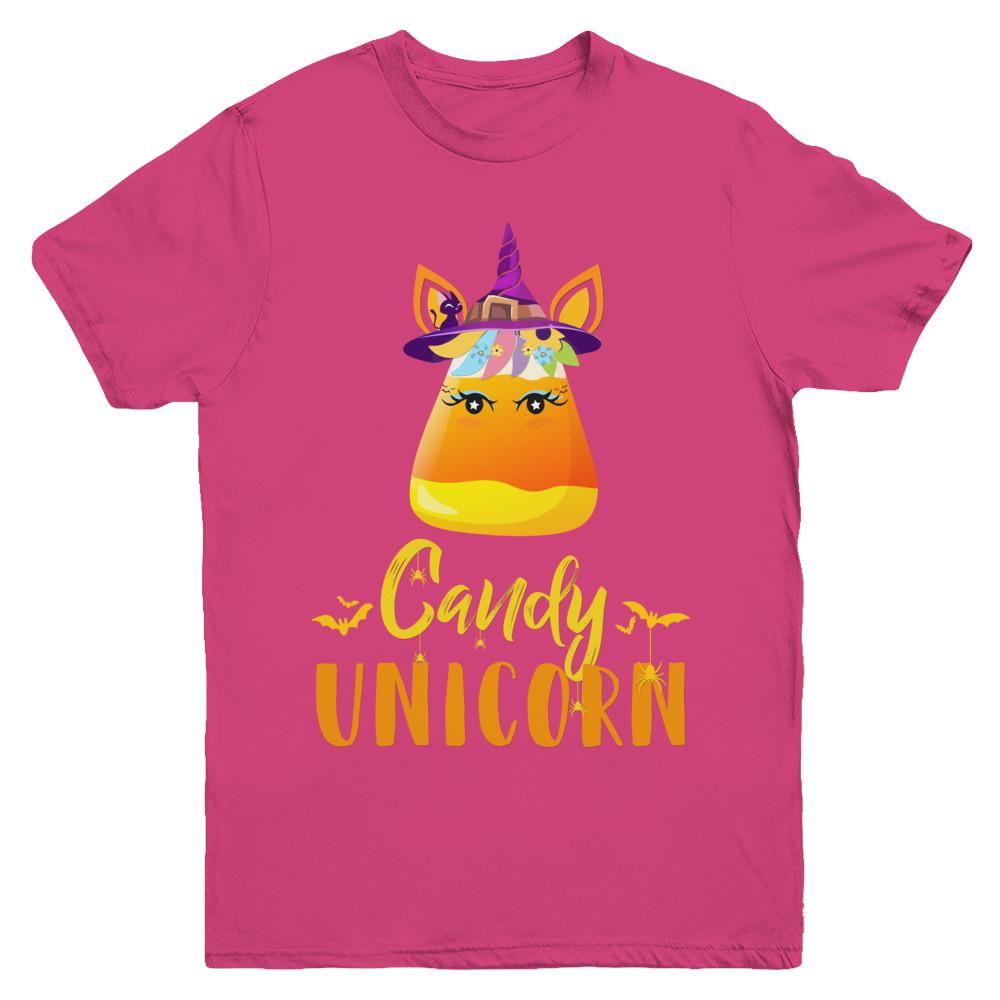 Candy Corn Unicorn Halloween Unicorn For Girls Youth-Youth Shirt-Youth T-Shirt-Heliconia