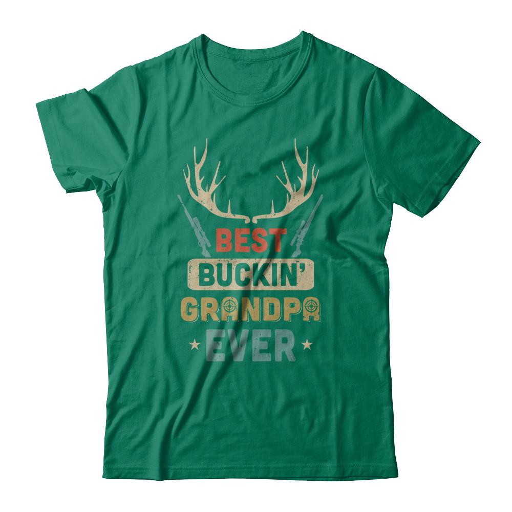 Vintage Best Buckin' Grandpa Ever Deer Hunting-T-Shirt & Hoodie-Classic T-Shirt-Kelly Green