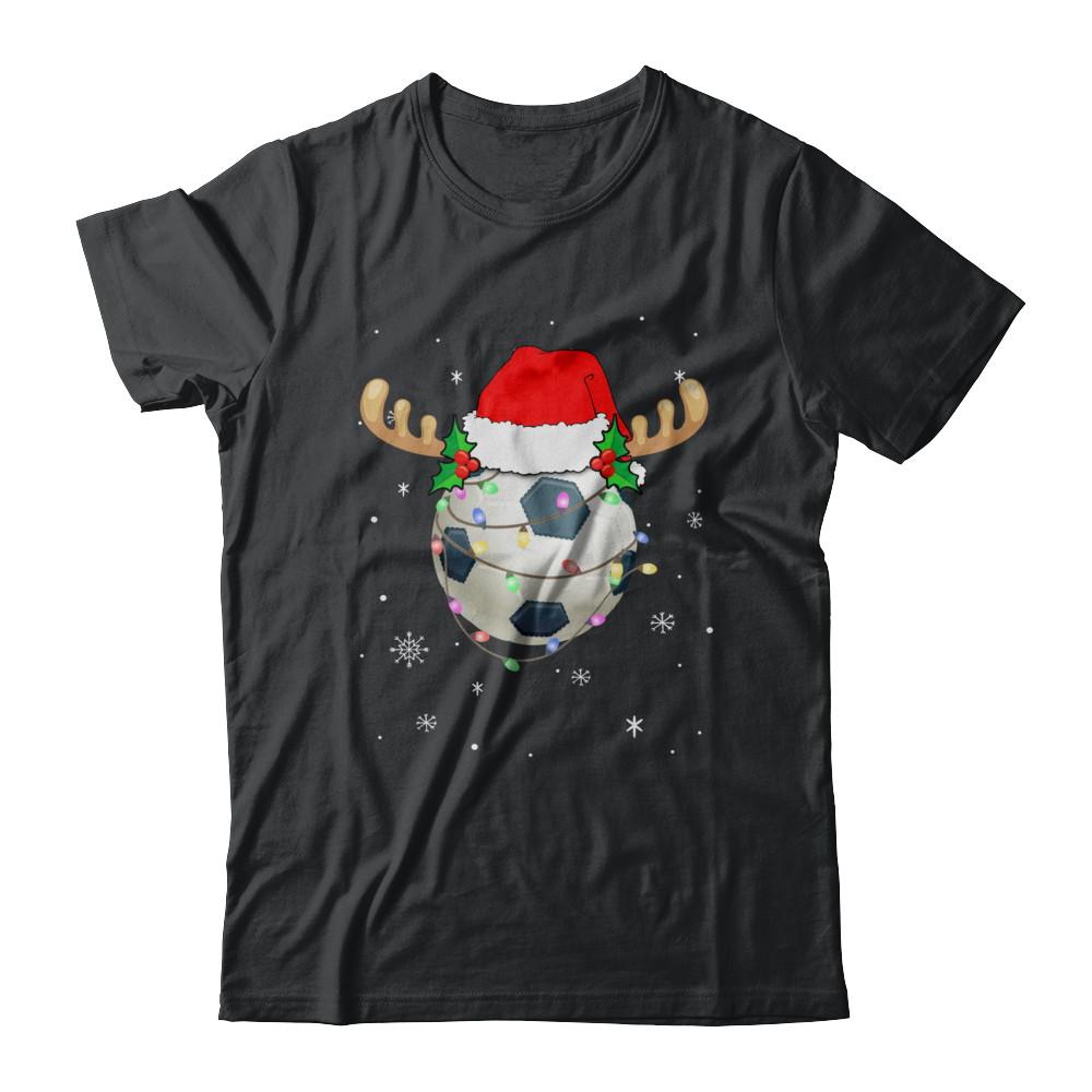 Santa Hat Soccer Reindeer Christmas Gifts-T-Shirt & Sweatshirt-Classic T-Shirt-Black