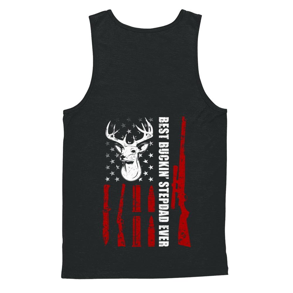 Best Buckin' Stepfather Ever Deer Hunting Stepdad Fathers Day-T-Shirt & Hoodie-Unisex Tank-Black