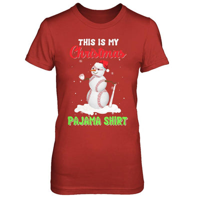 This Is My Christmas Pajama Xmas Snowman Baseball-T-Shirt & Sweatshirt-Women's T-Shirt-Red