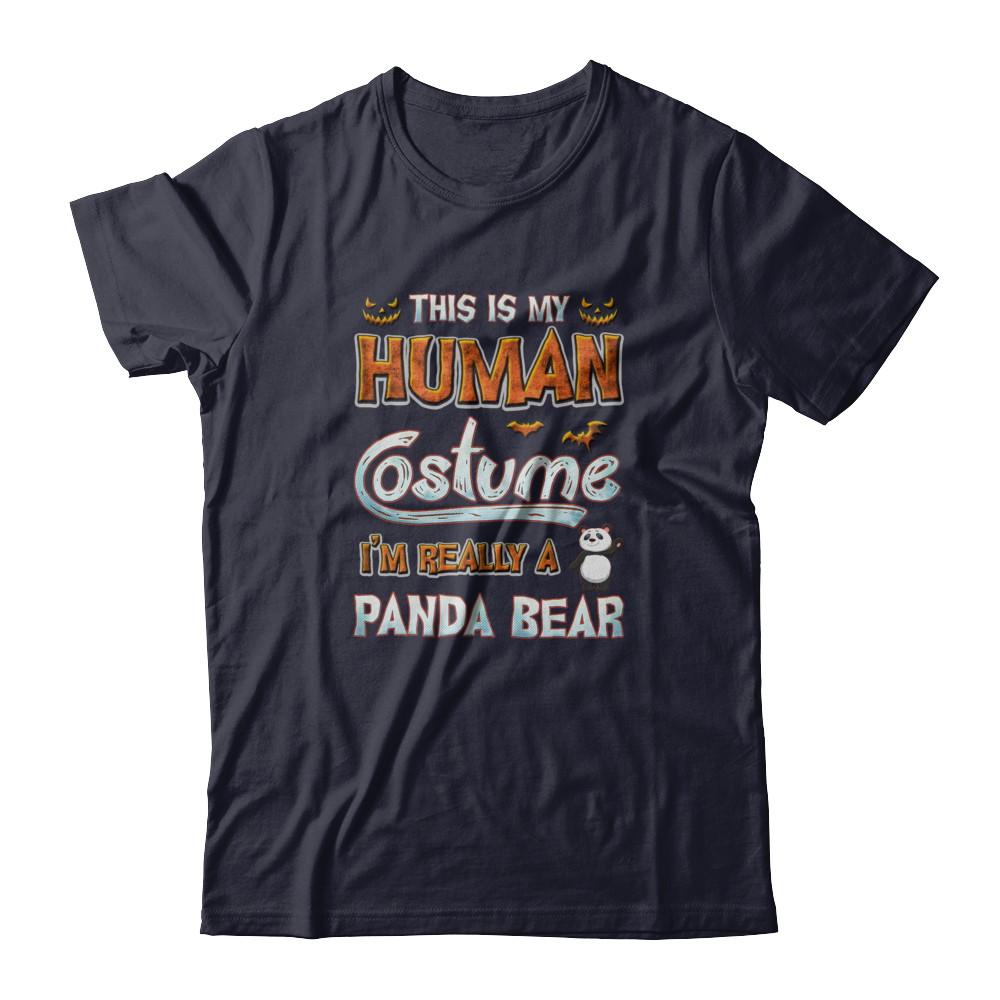 Panda Halloween My Human Costume I'm Really A Panda-T-Shirt & Tank Top-Premium T-Shirt-Midnight Navy