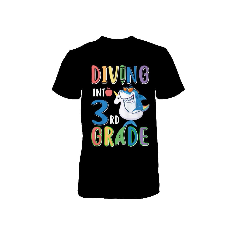 Diving Into 3rd Grade Back To School Shark Youth-Youth Shirt-Toddler T-Shirt-Black