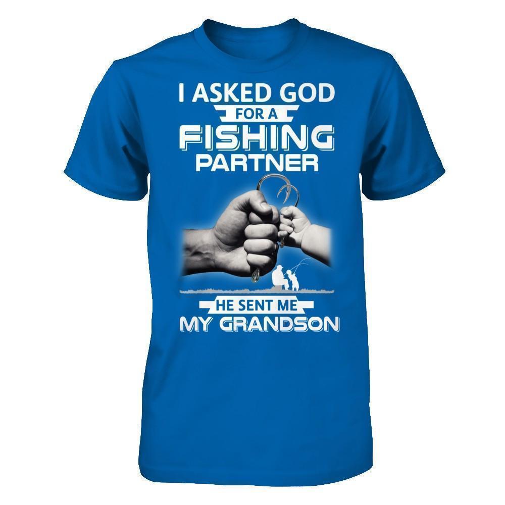 I Asked God For A Fishing Partner He Sent Me My Grandson-T-Shirt & Hoodie-Classic T-Shirt-Royal