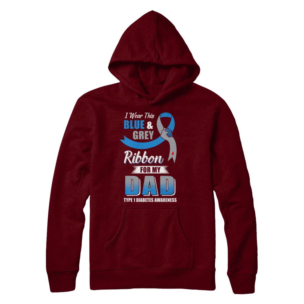 I Wear Blue And Gray For My Dad Diabetes Awareness-T-Shirt & Hoodie-Pullover Hoodie-Maroon