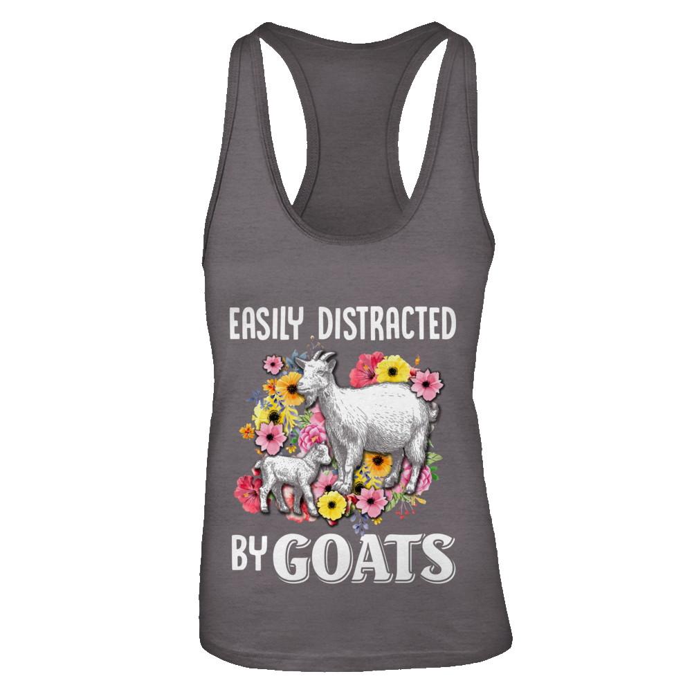 Easily Distracted By Goats-T-Shirt & Tank Top-Women's Ideal Racerback Tank-Dark Grey