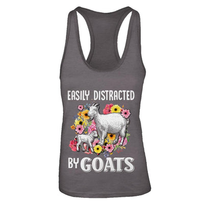 Easily Distracted By Goats-T-Shirt & Tank Top-Women's Ideal Racerback Tank-Dark Grey