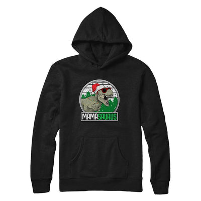 Mamasaurus Mama Dinosaur T-Rex Family Christmas-T-Shirt & Sweatshirt-Pullover Hoodie-Black
