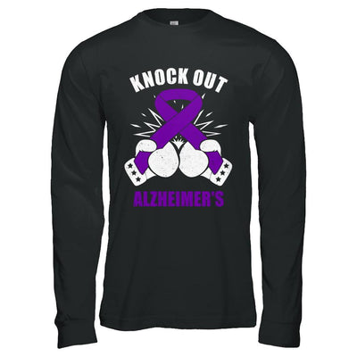 Boxing Knock Out Alzheimer's Awareness Support-T-Shirt & Hoodie-Long Sleeve T-Shirt-Black