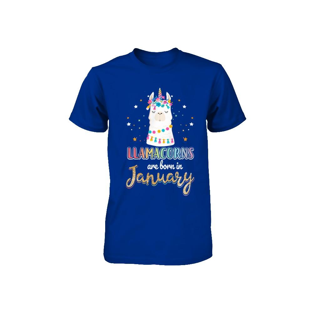 Llama Unicorn Llamacorns Born In January Birthday Gift Youth-Youth Shirt-