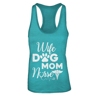 Wife Dog Mom Nurse-T-Shirt & Tank Top-Women's Ideal Racerback Tank-Tahiti Blue