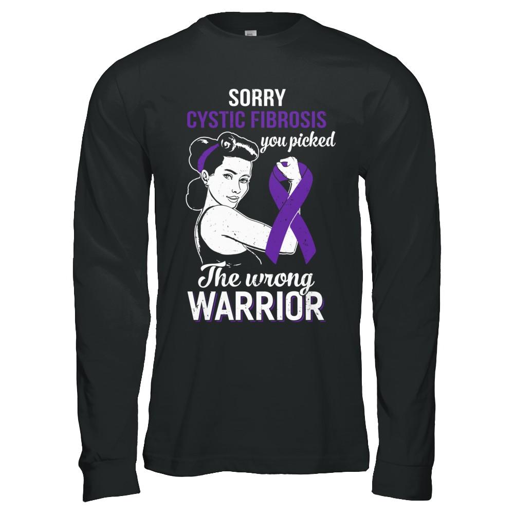 Sorry Cystic Fibrosis You Picked The Wrong Warrior Cystic Fibrosis-T-Shirt & Hoodie-Long Sleeve T-Shirt-Black