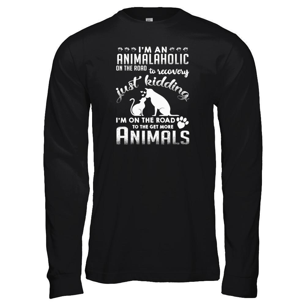 I'm An Animalaholic On The Road To Recovery Veterinarian-T-Shirt & Tank Top-Long Sleeve T-Shirt-Black