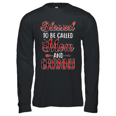 Red Buffalo Plaid Blessed To Be Called Mom And Granny-T-Shirt & Hoodie-Long Sleeve T-Shirt-Black