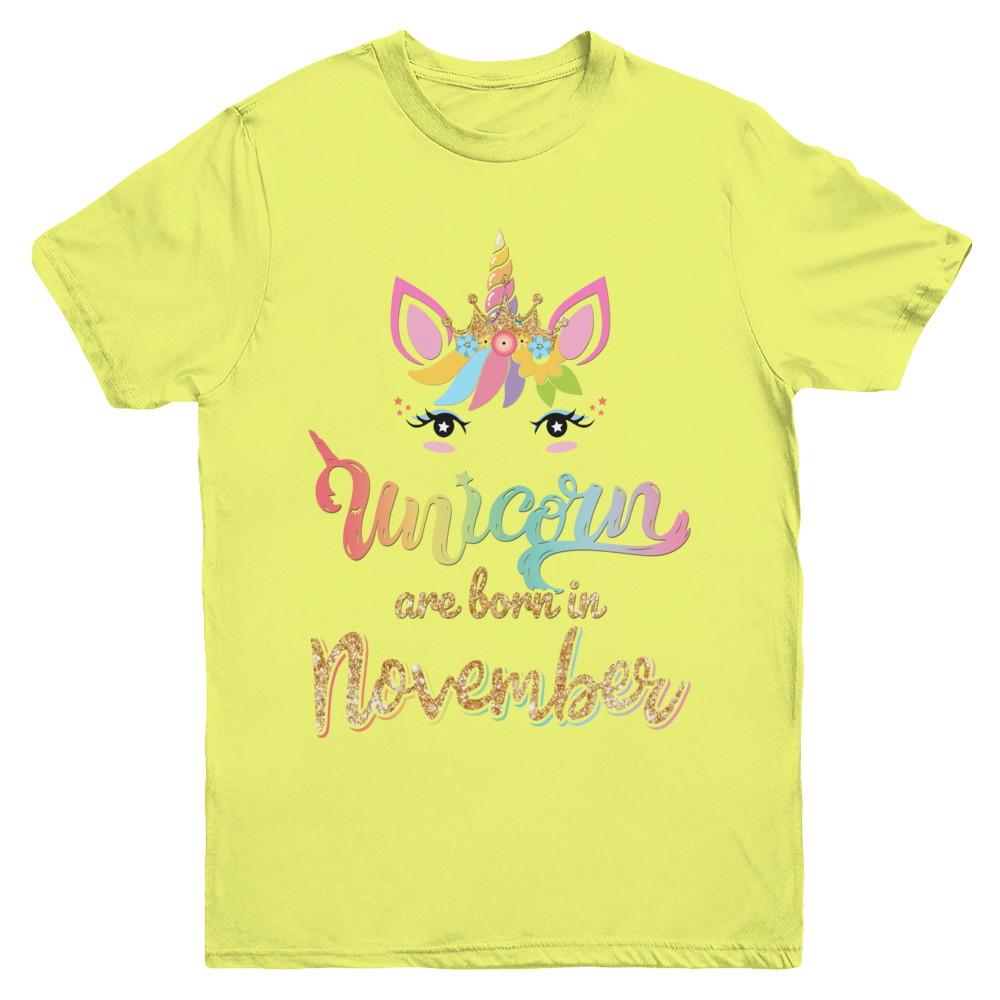 Cute Unicorns Are Born In November Birthday Gift Youth-Youth Shirt-Youth T-Shirt-Daisy