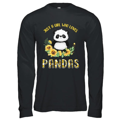 Just A Girl Who Loves Pandas And Sunflowers-T-Shirt & Hoodie-Long Sleeve T-Shirt-Black