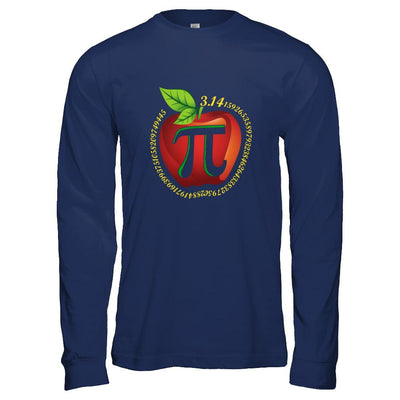 Teacher Apple Pi Math Happy Pi Day-T-Shirt & Hoodie-Long Sleeve T-Shirt-Navy