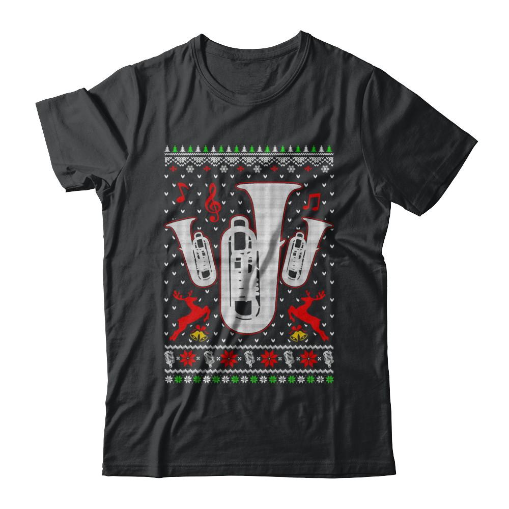 Santa Tuba Ugly Christmas Sweater Gifts-T-Shirt & Sweatshirt-Classic T-Shirt-Black