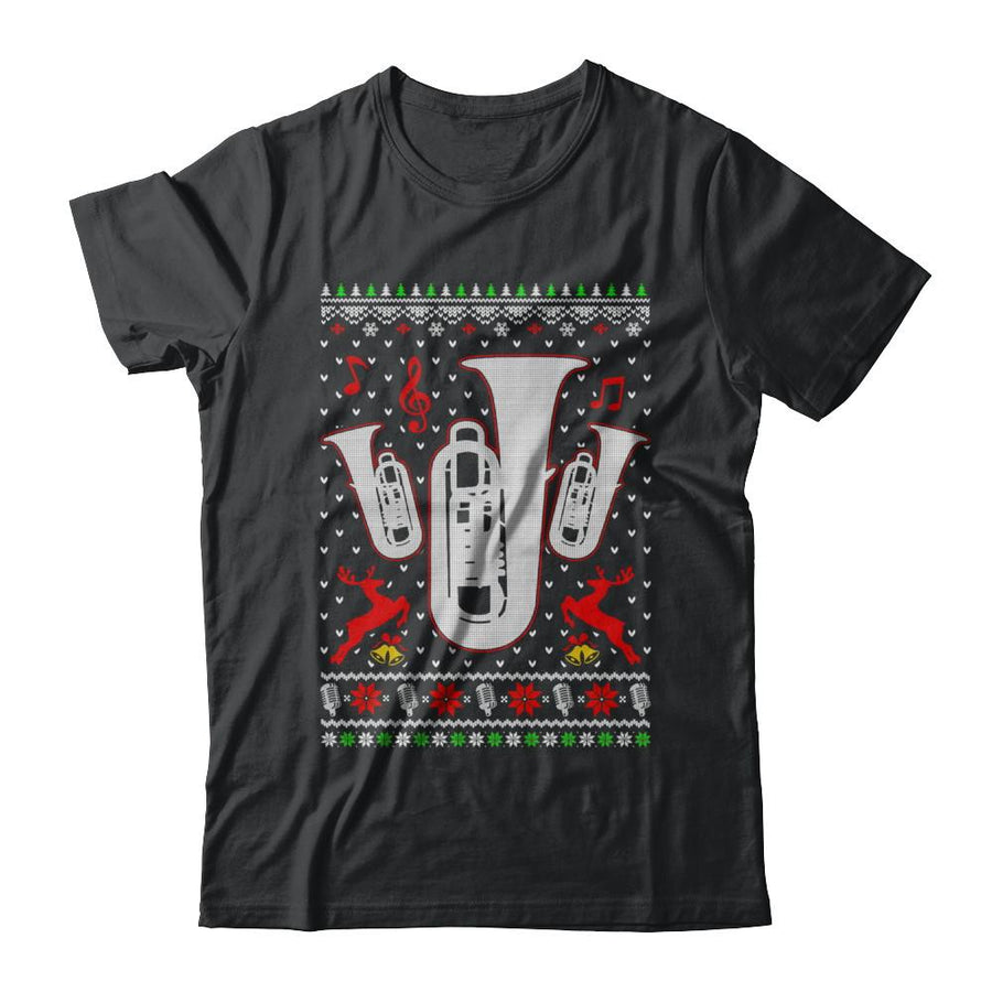 Santa Tuba Ugly Christmas Sweater Gifts-T-Shirt & Sweatshirt-Classic T-Shirt-Black
