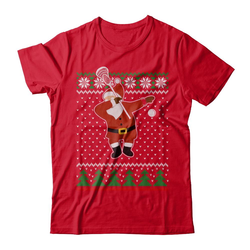 Dabbing Santa Lacrosse Ugly Sweater Christmas-T-Shirt & Sweatshirt-Premium T-Shirt-Red