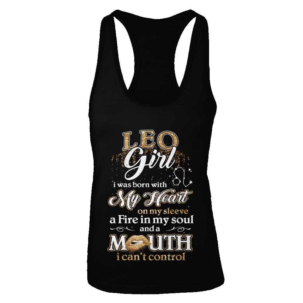 I'm A Leo Girl Lipstick July August Funny Zodiac Birthday-T-Shirt & Tank Top-Women's Ideal Racerback Tank-Black