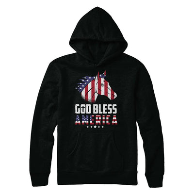 God Bless America Horse American Flag 4Th Of July-T-Shirt & Hoodie-Pullover Hoodie-Black