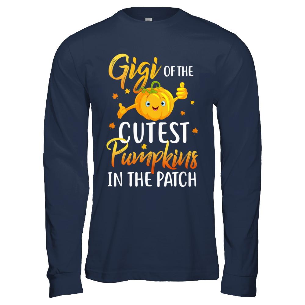 Halloween Gigi Of Cutest Pumpkins In The Patch-T-Shirt & Hoodie-Long Sleeve T-Shirt-Navy