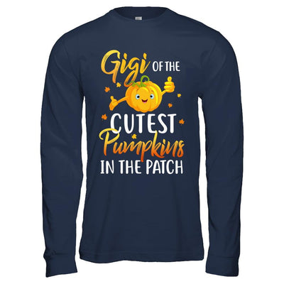 Halloween Gigi Of Cutest Pumpkins In The Patch-T-Shirt & Hoodie-Long Sleeve T-Shirt-Navy