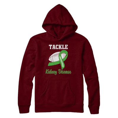 Football Survivor Tackle Green Kidney Disease Awareness-T-Shirt & Hoodie-Pullover Hoodie-Maroon