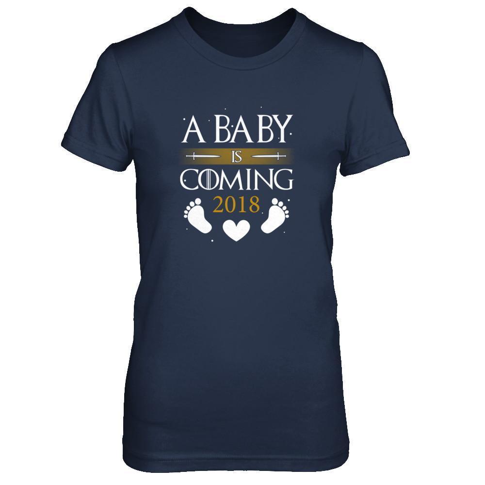 A Baby Is Coming 2018 Pregnancy Announcement-T-Shirt & Tank Top-Women's T-Shirt-Navy