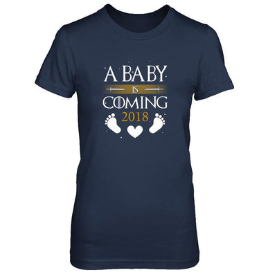 A Baby Is Coming 2018 Pregnancy Announcement-T-Shirt & Tank Top-Women's T-Shirt-Navy