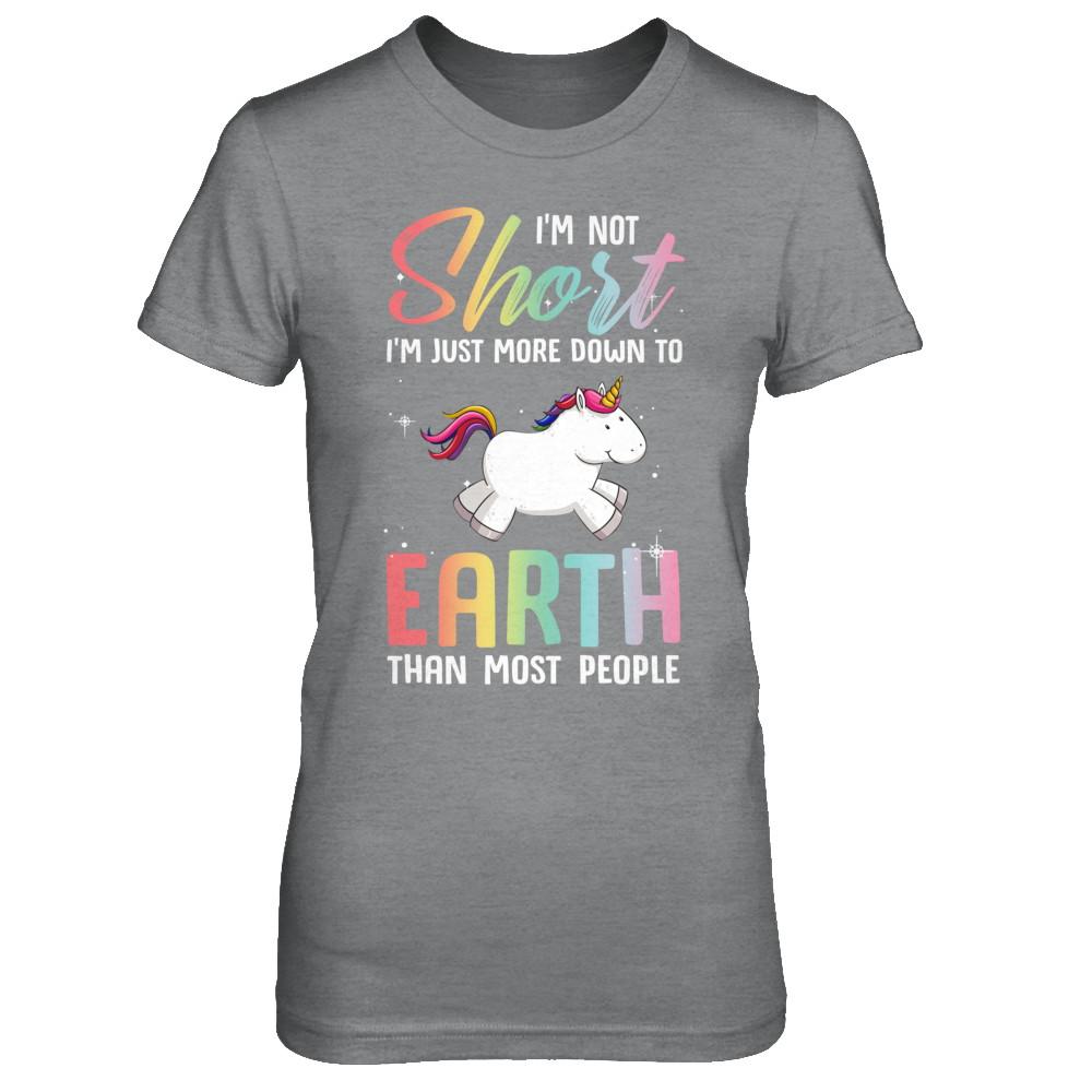 I'm Not Short Im Just More Down To Earth Than People Unicorn-T-Shirt & Hoodie-Women's T-Shirt-Sport Grey
