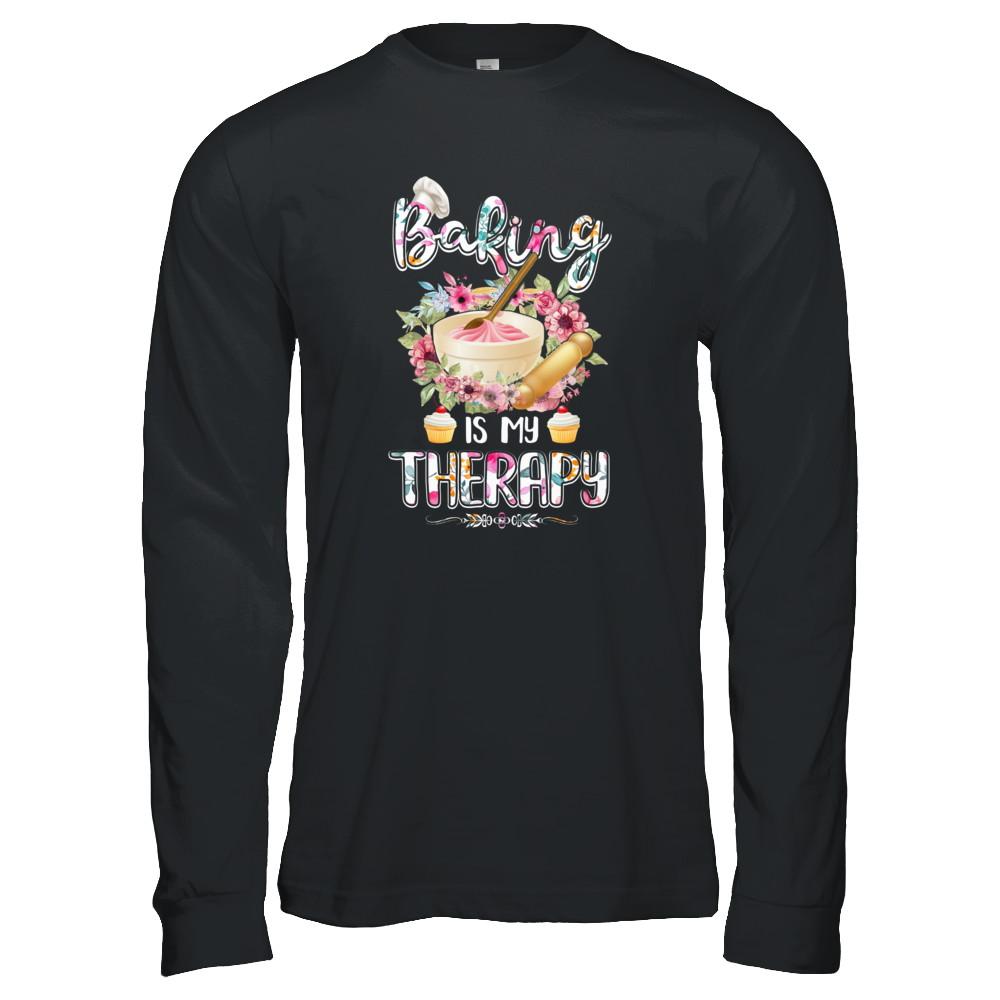 Baking Is My Therapy-T-Shirt & Tank Top-Long Sleeve T-Shirt-Black