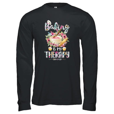 Baking Is My Therapy-T-Shirt & Tank Top-Long Sleeve T-Shirt-Black