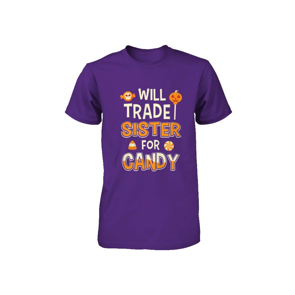 Will Trade Brother For Candy Funny Sister Halloween Youth-Youth Shirt-